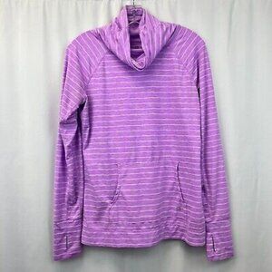 Gap Fit Long Sleeve Cowl Neck Active Top Small Striped Purple